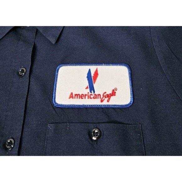 VTG American Eagle Airlines Mechanic Maintenance Shirt Blue Size XL Aviation - Picture 3 of 7